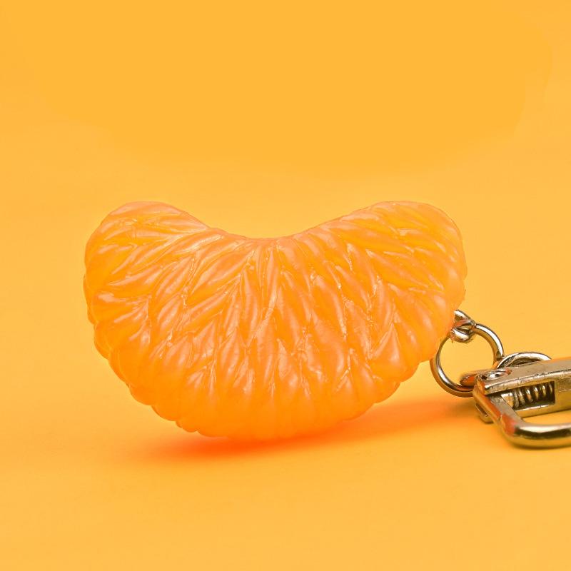 Cute Simulation Fruit Orange Keychain Trinket Simple Food Charms Women Girls Bag Pendant Jewelry Car Accessories Keyring
