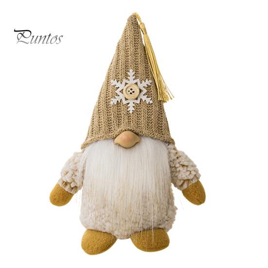 Рождественская кукла-гном, вязаная заостренная шапка ручной работы, снежинка, дерево, полная борода, милый настольный безликий гном, фаршированное украшение, товары для вечеринок, подарок