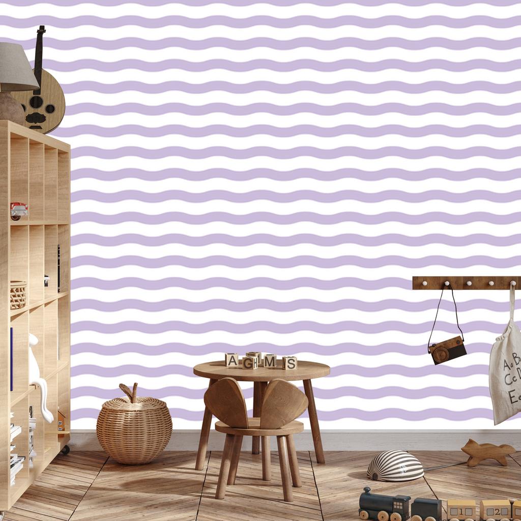 Wallpaper Stripes white and lavender, white background for living room and bedroom 50x1000