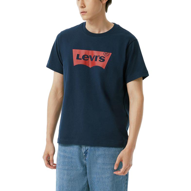 Мужская футболка с коротким рукавом и круглым вырезом с принтом логотипа Levis, синяя A4391-0009
