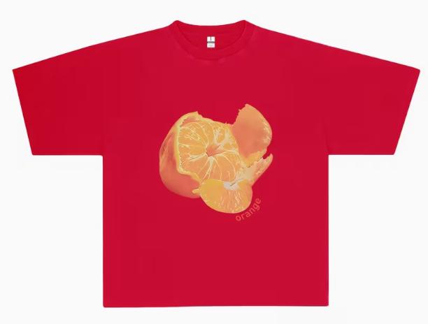 Orange Newmodel Personality Clothes Oversized Unisex Tshirt Fashion Hip Hop Street Trendy Cotton Comfortable High Quality Soft