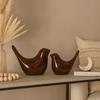 Creative Brown Glossy Ceramic Birds Figurines Home Decorations Accessories Party (Pack of 2, Brown)