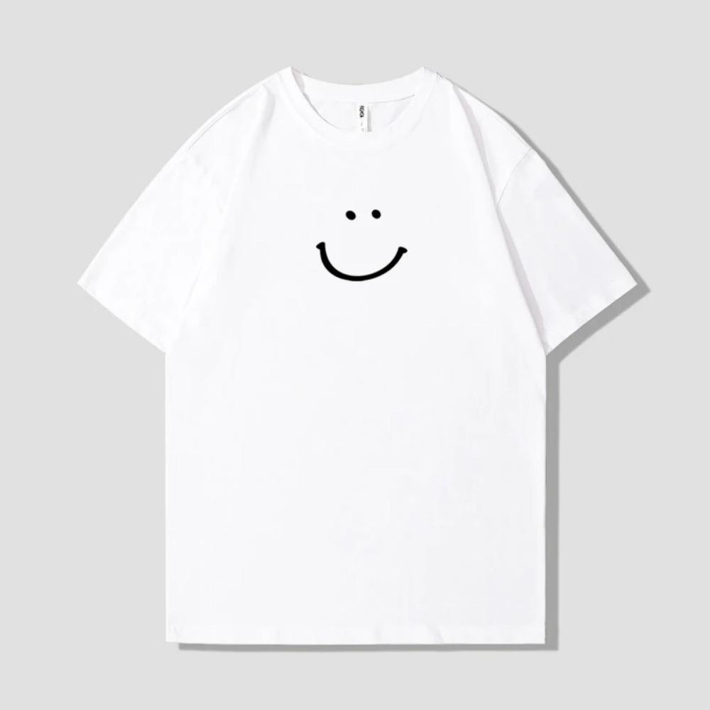 Летняя модная мужская футболка в стиле ретро с изображением улыбающегося лица из 100% хлопка с круглым вырезом и принтом, высокое качество, повседневная футболка для фитнеса и улицы