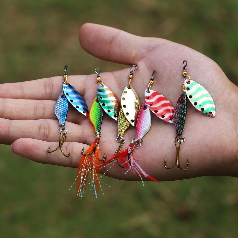 5 шт., приманки-спиннеры с портативной сумкой для переноски, приманки для окуня, приманки для форели, набор твердосплавных приманок