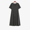 Женское утягивающее платье-футболка в полоску, летнее свободное прямое трикотажное платье