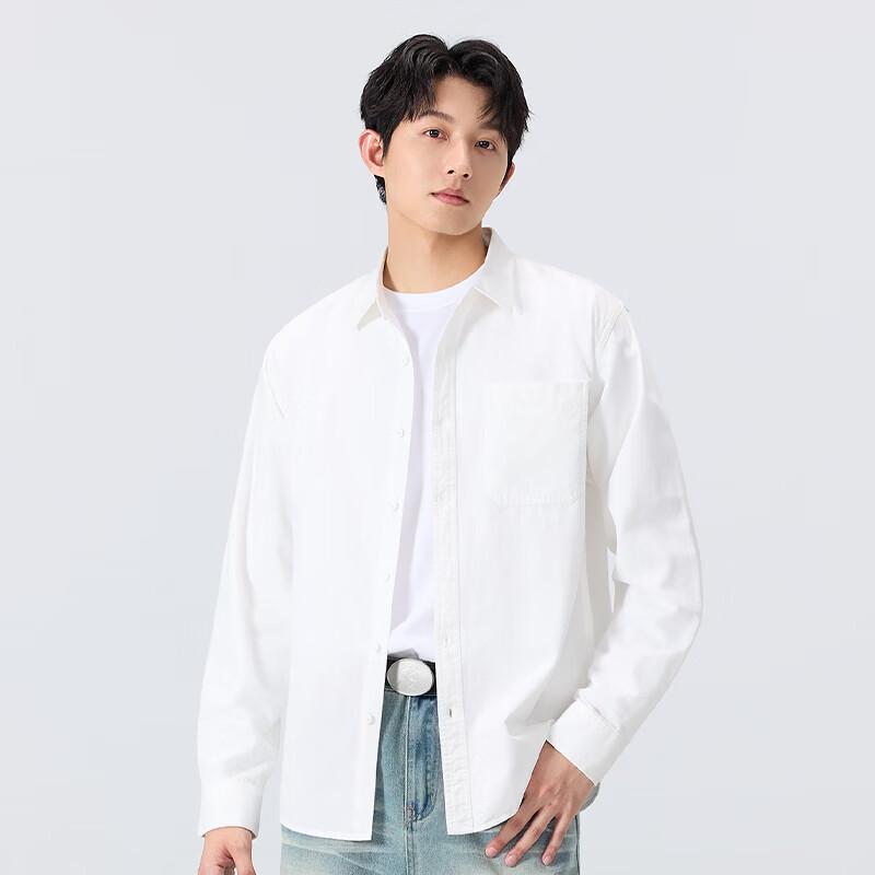 MINISO Мужская рубашка business casual из чистого хлопка с длинным рукавом