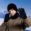 Комплект из 3 предметов: шапка, шарф и перчатки, толстые плюшевые, вязаные, теплые, эластичные, с ушками, на пять пальцев, ветрозащитные, для зимнего отдыха на открытом воздухе, для велоспорта