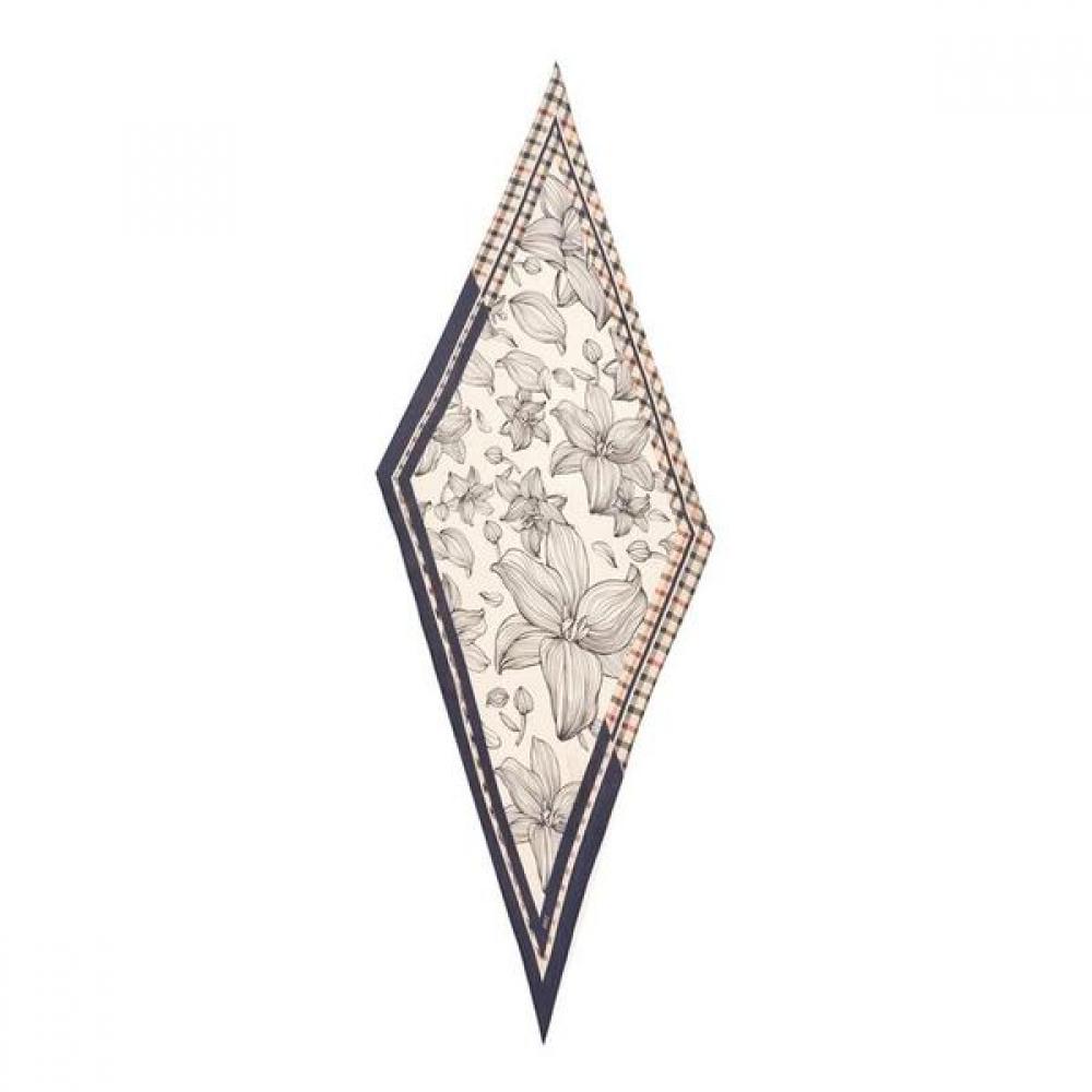 Daks Navy Flower Silk Scarf House Check Dcsc2e351n2