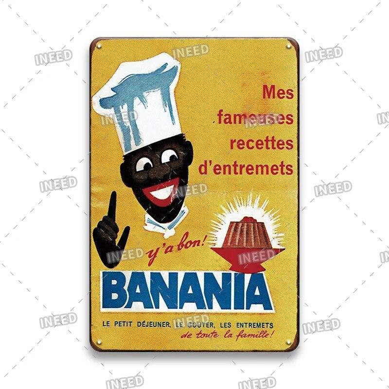 France BANANIA Metal Sign Wall Poser Funny Tin Painting Plaque Retro Vintage Decorative Iron Painting PUB Room Hotel Decor