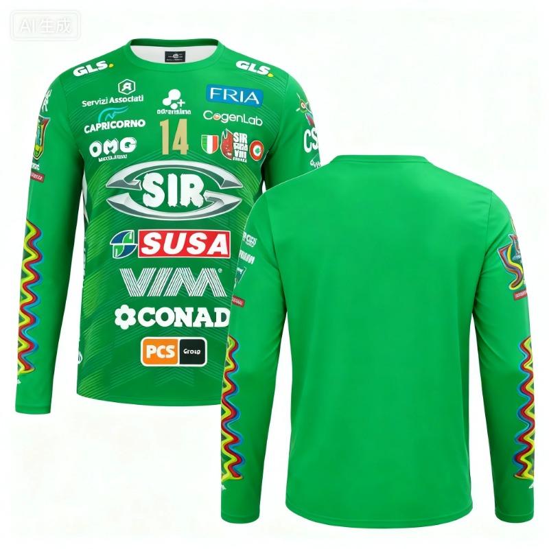 Syl Safety Perugia 2025 №14 Волейбольная футболка - Необходимая уличная дышащая футболка с длинным рукавом большого размера для осени и пляжа