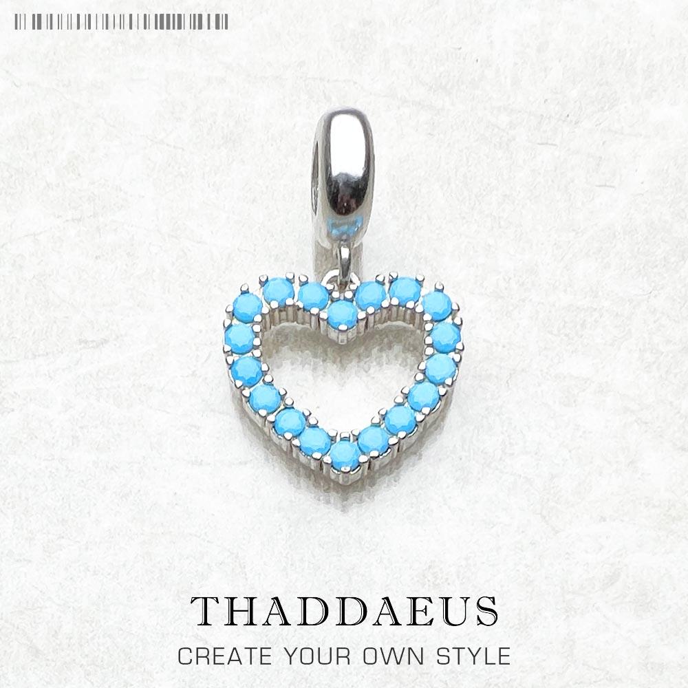 Blue Stone Heart Dangle Charm Europe Style Club Good Jewelry Trendy Gift In 925 Silver