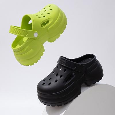 Летние женские туфли с перфорацией на толстой подошве, тапочки снаружи, туфли на высоком каблуке с полым носком.