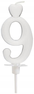 Heart Candle Number 9 White 6 5Cm