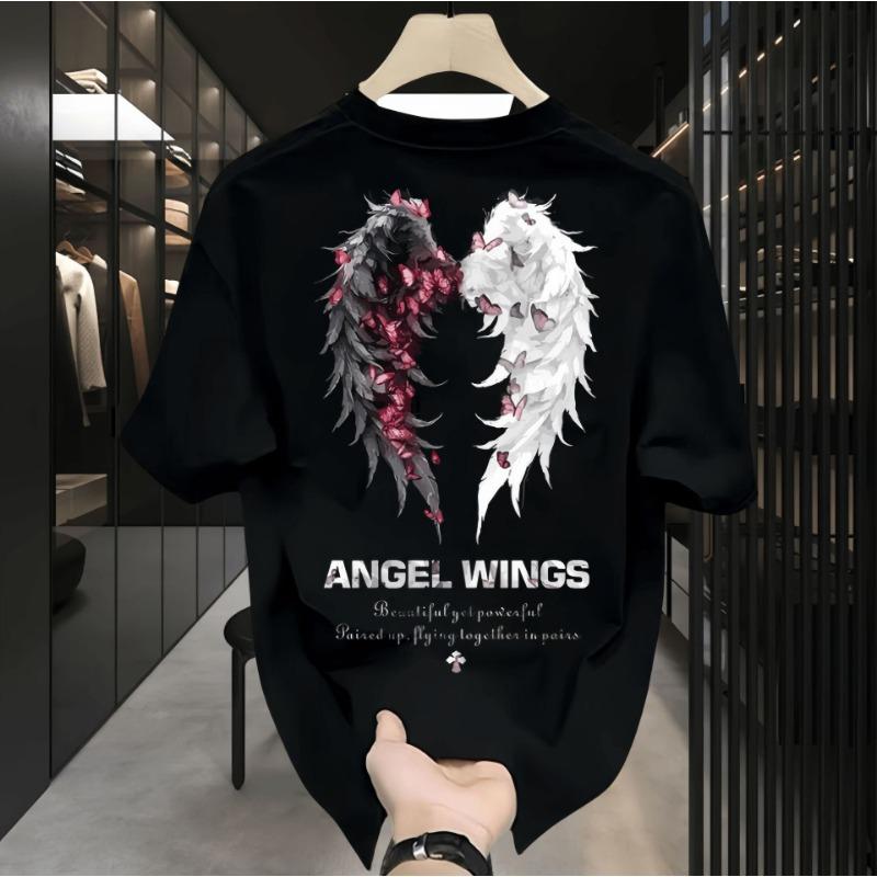 100% Pure cotton trendy short sleeved T-shirt for men's high-end fashion brand loose half sleeved top with round neck