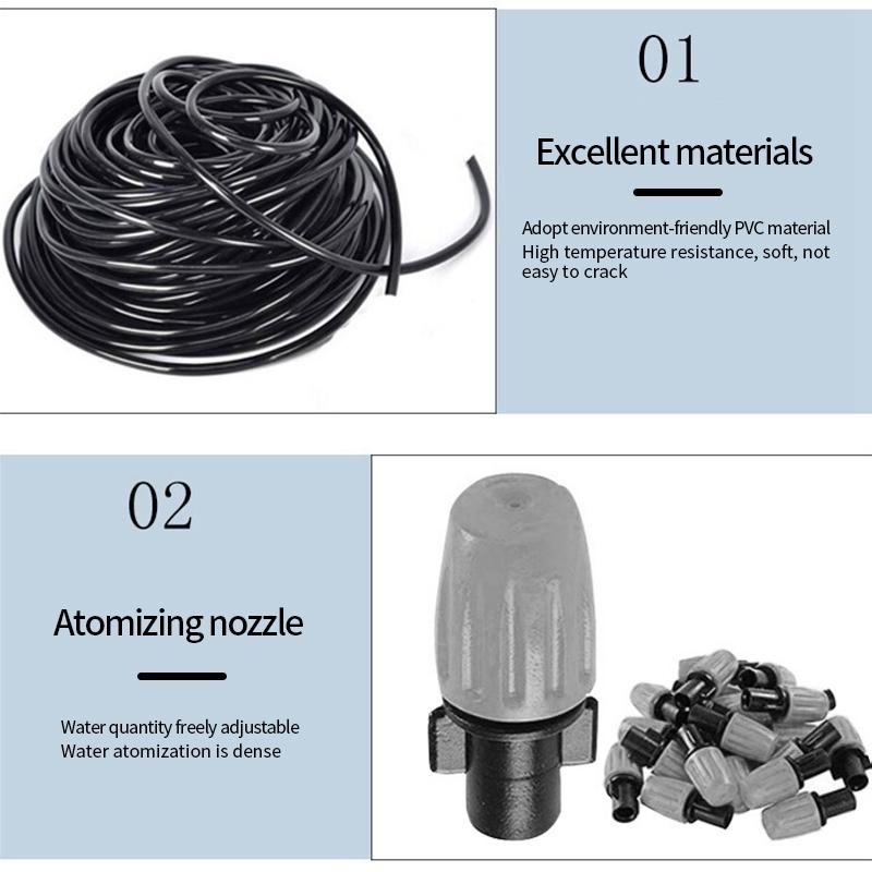5-30M Automatic Misting Watering Kit Fog Nozzles Irrigation System Garden Spray Head Courtyard Cooling Sprinkler Set 4/7mm Hose