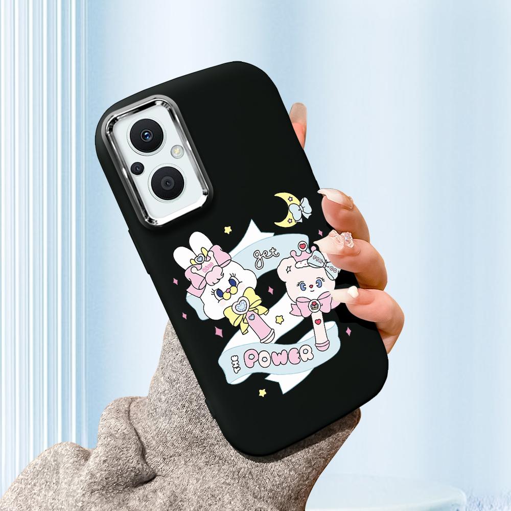 For Vivo V23 V25 V27 V29 V30 Y27S Y28 Y33S Y36 Infinix Hot30I Hot40 Tecno Spark20 Cartoon Black Cat Silver Edge Soft Liquid Silicone Protective Casing