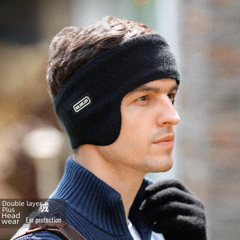 Men's Winter Windproof Ski Earmuffs for Outdoor Sports and Cycling, Double-Layer Headband Warmth - DEZ37