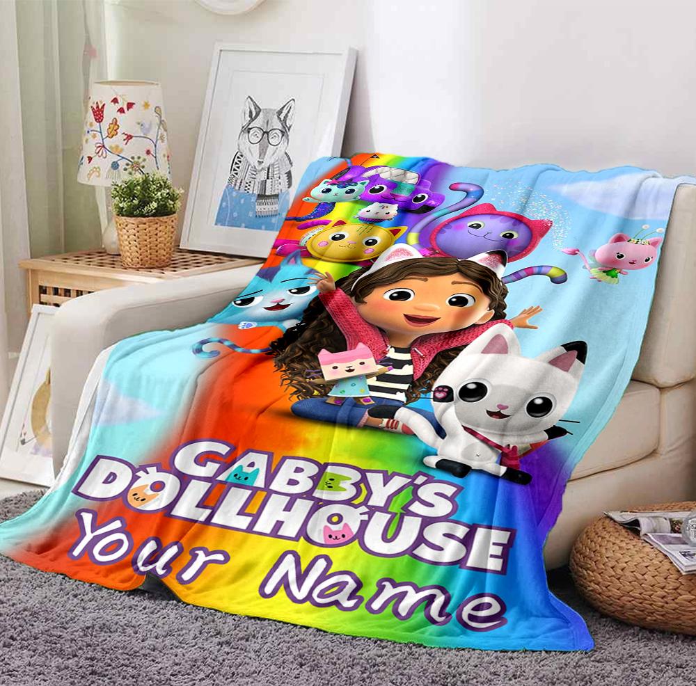 Custom Name Dollhouse Adventure Flannel Blanket Throw Blanket Soft Warm Sofa Bed home Decor Unique Gift