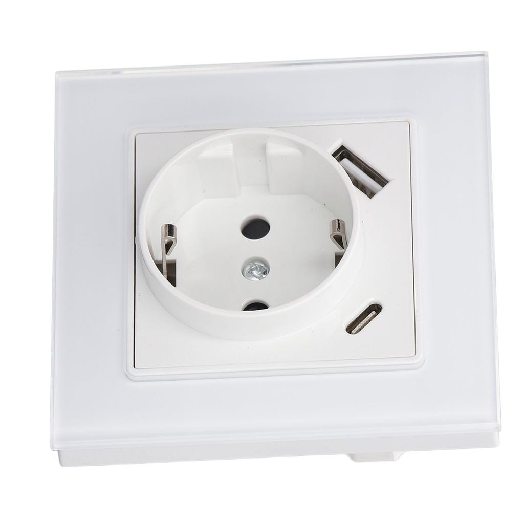 Standard Type C 5V 2.1A USB Concealed Mounted Socket Tempered Glass Panel Wall Socket 82 Type  3520W