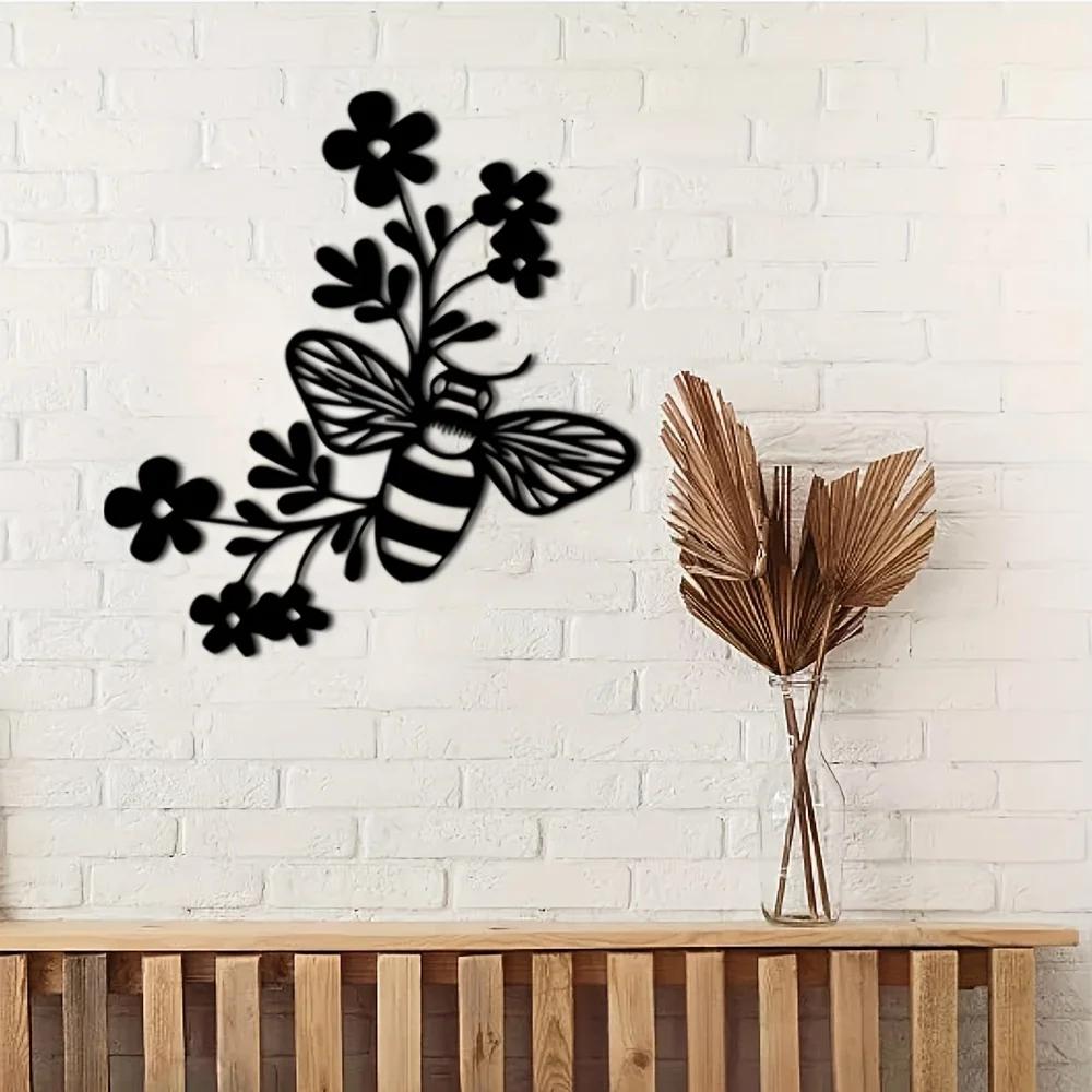 1 шт., Креативный декор для стен из металла «Цветы и пчелы», знак «Дом — это все» для гостиной, декор для стен в спальне, декор для фермы (12*11 дюймов)