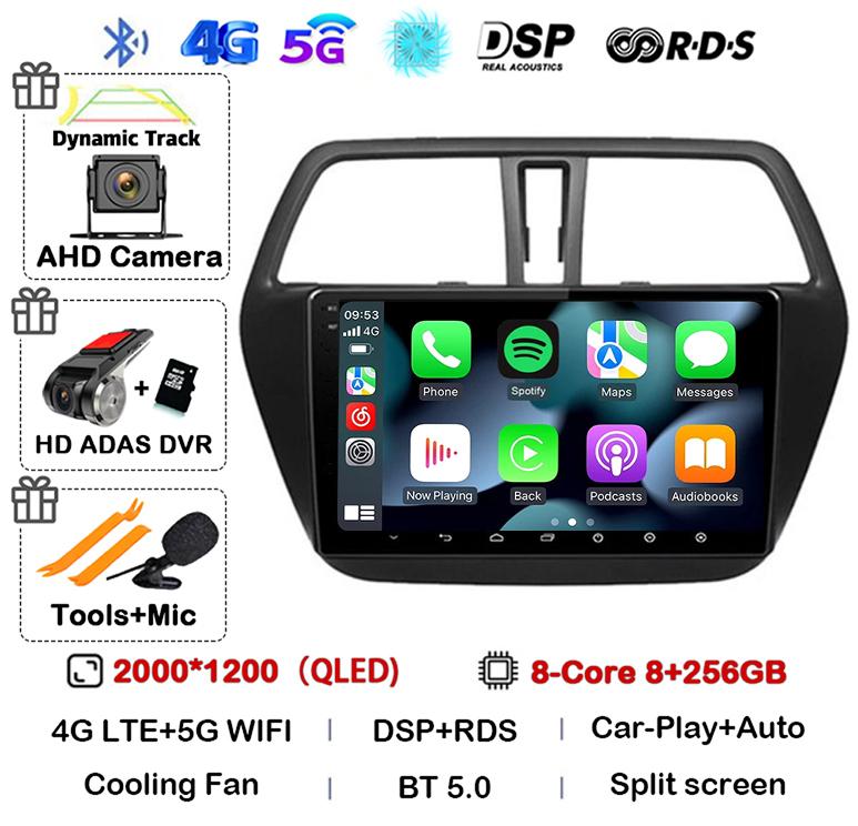 Android 14 Carplay WIFI 4G для Suzuki S-Cross SX4 2014 2015 2016 2017 Автомагнитола GPS Мультимедийный Плеер Стерео Головное Устройство DSP