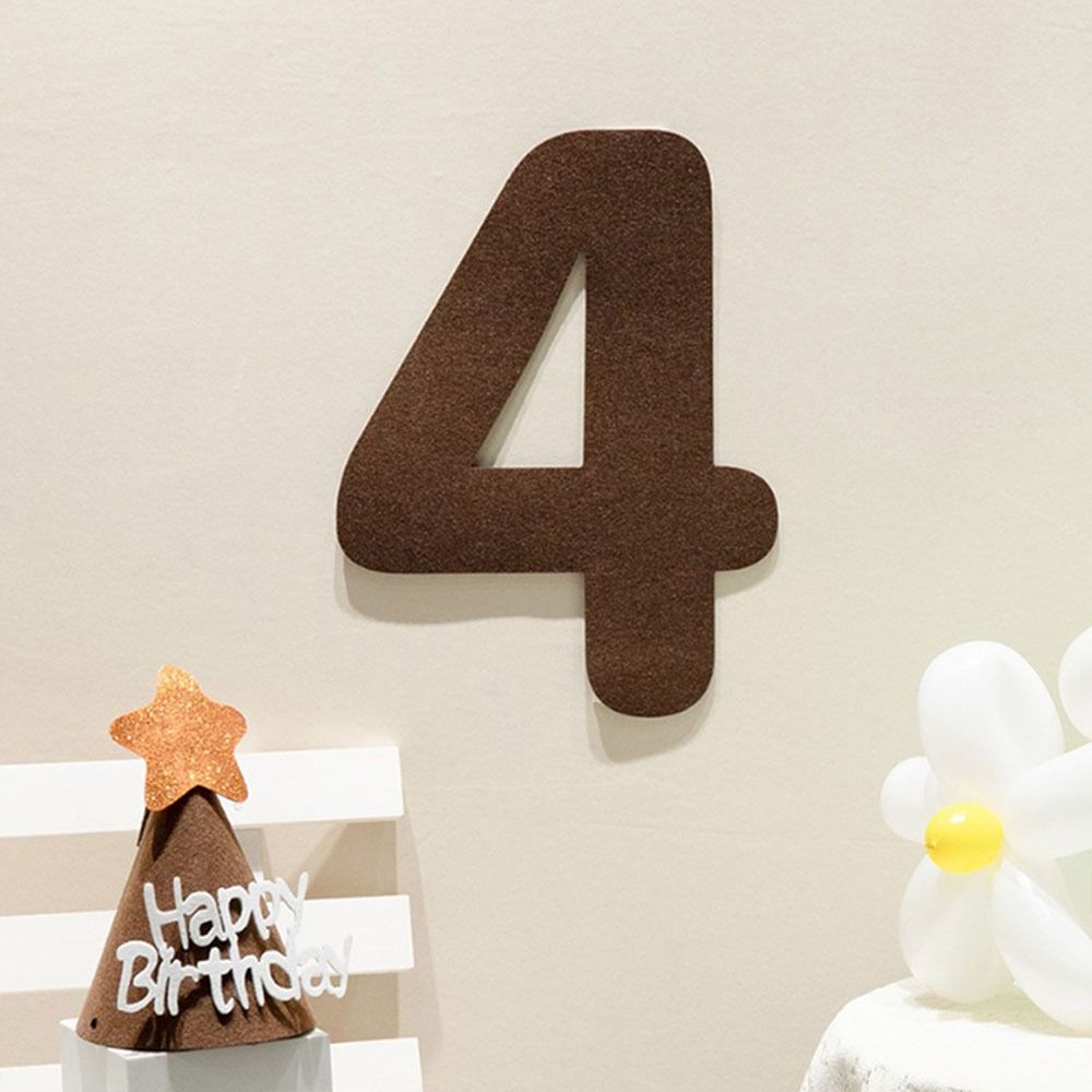 Ретро войлочный баннер на день рождения Меховой шар Коричневый флажки Креативный войлочный цифровой декор для вечеринки на день рождения ADM