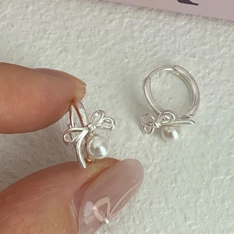 Серьги-клипсы с бантом из стерлингового серебра S925, нежные, на каждый день, дизайнерские, простые, дикие серьги