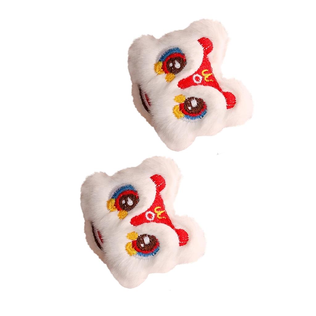 1 Pair Chinese Style Plush Dancing Lion Doll Hair Clips Tassels Cartoon Hairpins Alligator Clips Hanfu Hair Accessories