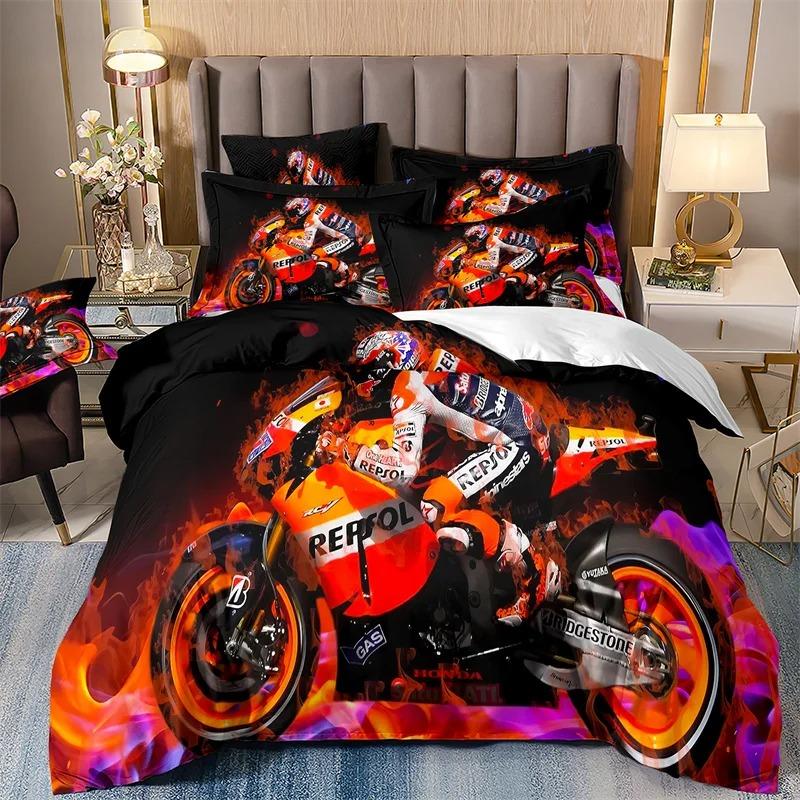 Galaxy Starry Sky Duvet Cover Set for Boys, Speed Rider, Super Cool, Racing Car Comforter, Bedding Sets for Men, Teen, Queen Siz