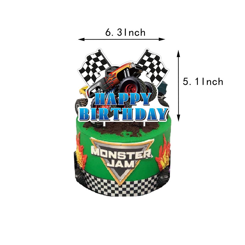 34pcs Monster Truck Birthday Party Supplies Include Banner Cake Topper Balloon