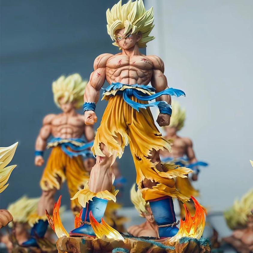 Jt Statue Drogan Boll Z Son Gocool Figure Replaceable Heads Led Base Super Saiyan Gocool Action Figures Collection Mode Toys Gifts