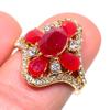 Красный Рубин(Смоделированный) Кольцо ручной работы с драгоценным камнем кубическим цирконием, размер 7.5 S8k73