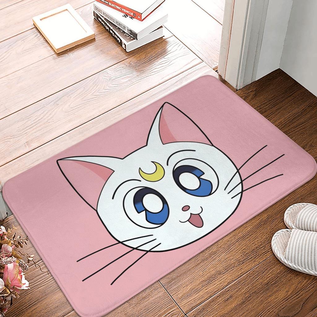 Anime Sailors Moons Luna Cat Doormat Non-Slip Entrance Bath Kitchen Floor Door Mat Bedroom Balcony Carpet Rug