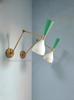 Mid Century Italian Brass Diabolo Wall Sconce Pair: Mint Green & White