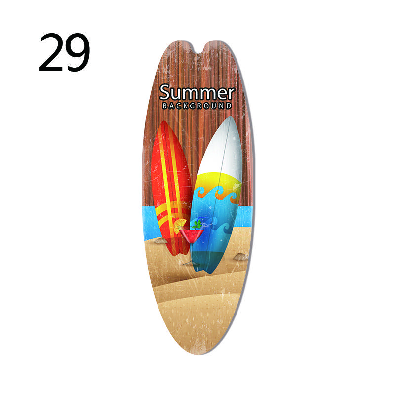 1PC Sea Surfboard Summer Beach Ocean Theme Decorative Wooden Printed Welcome Door Sign Home Board Vintage