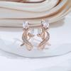 Elegant Rose Flower Drop Earrings For Women Gold Color Bride Wedding Fine Jewelry Luxury Earring Gifts