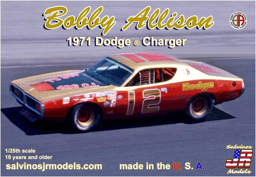 Salvinos Масштабная модель NASCAR 1971 Dodge Charger Бобби Аллисона Пластиковая модель J.R. 1/25 (SJMBADC1971D)