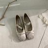 2025 spring and autumn new fairy style bow French single shoes one word rhinestone flat Mary Jane shoes women's shoes