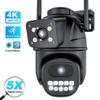8MP 4K WIFI Двойной объектив 5-кратный зум PTZ IP-камера Уличная система обнаружения людей Безопасность Защита CCTV Камеры видеонаблюдения iCSee