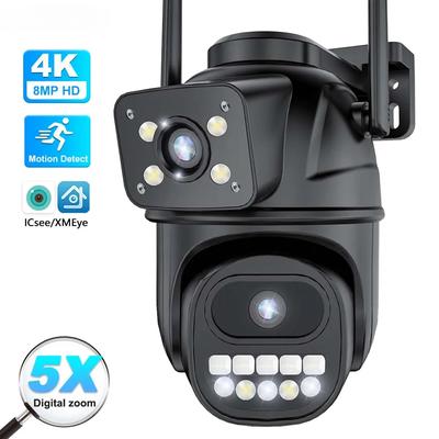 8MP 4K WIFI Двойной объектив 5-кратный зум PTZ IP-камера Уличная система обнаружения людей Безопасность Защита CCTV Камеры видеонаблюдения iCSee
