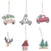 Charming Wooden Christmas Tree Hanging Ornaments Set With Car And Reindeer Designs