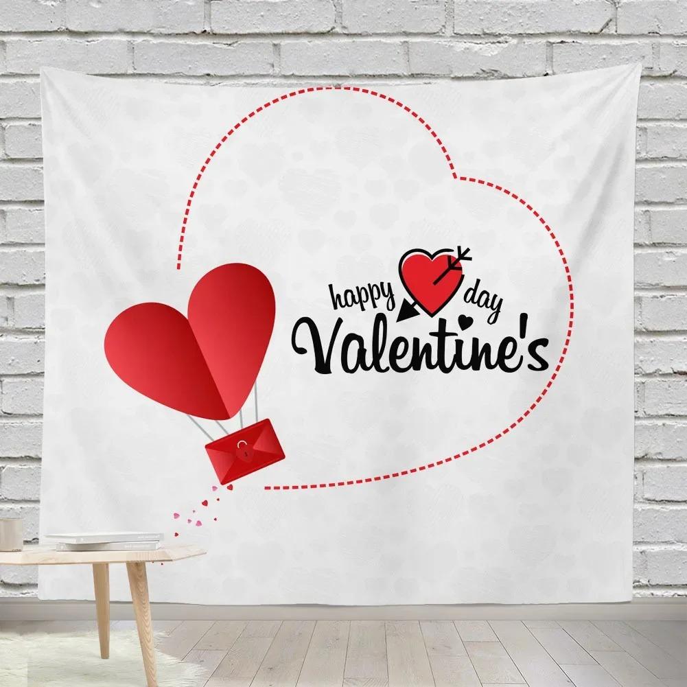 Creative Valentine's Day Party Pattern Hanging Cloth Home Wall Decoration Tapestry Bedroom Living Room Tapestry