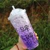 Candy Colors 450ML Milk Smoothie Iced Coffee Juice Water Plastic Drink Bottle Beaker Lid With Straw Drinkware