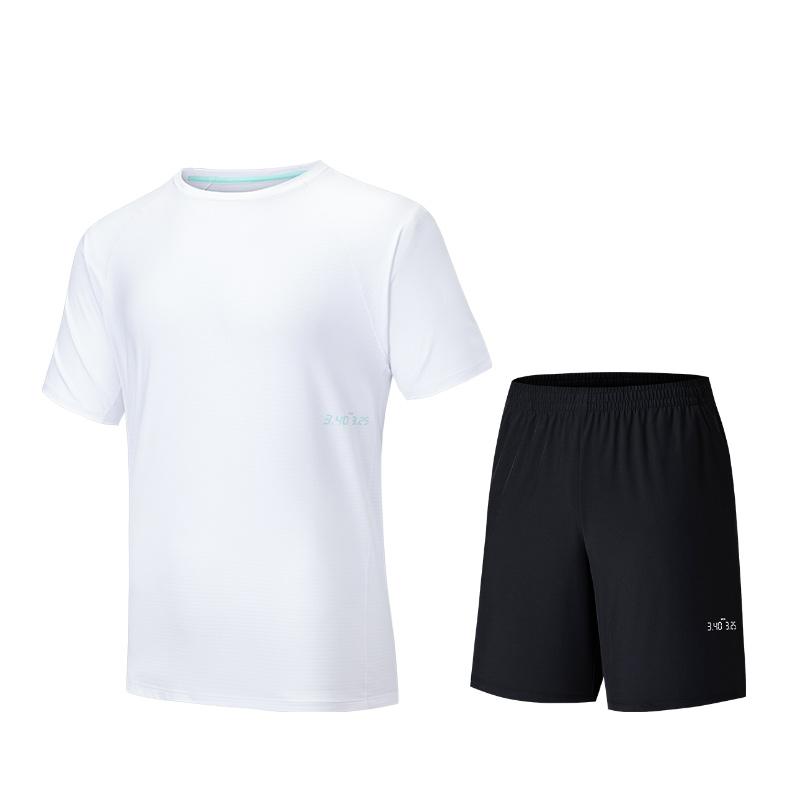 Anta Plain Round Neck Pullover Short Sleeve Tie Comfortable Straight Leg Shorts Casual Sports Suit Men Suit 952527205-1