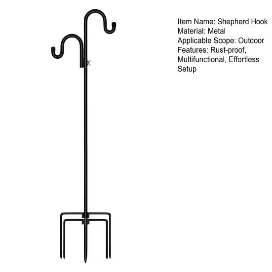 Heavy Duty Shepherd Hook 5 Prong Base Garden Hook Stake Rust-proof Multifunctional Standing Pole Hook for Bird Feeder Lanterns Flower Baskets