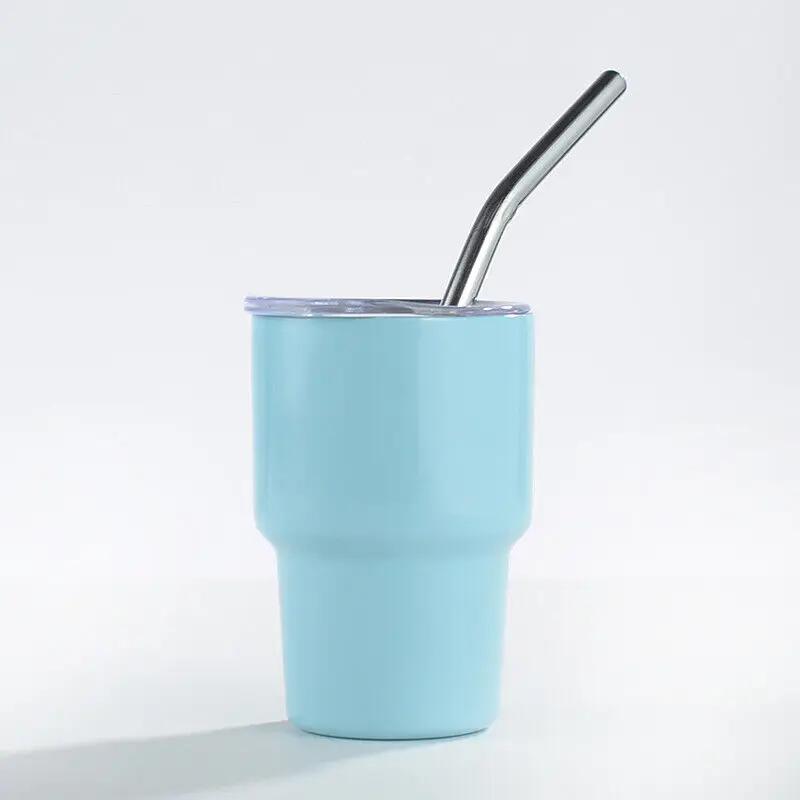 2oz Double Wall Stainless Steel Mini Tumbler SGlass Thermos Bottle With A Lid and Straw Home Bar Double-Layer Insulation