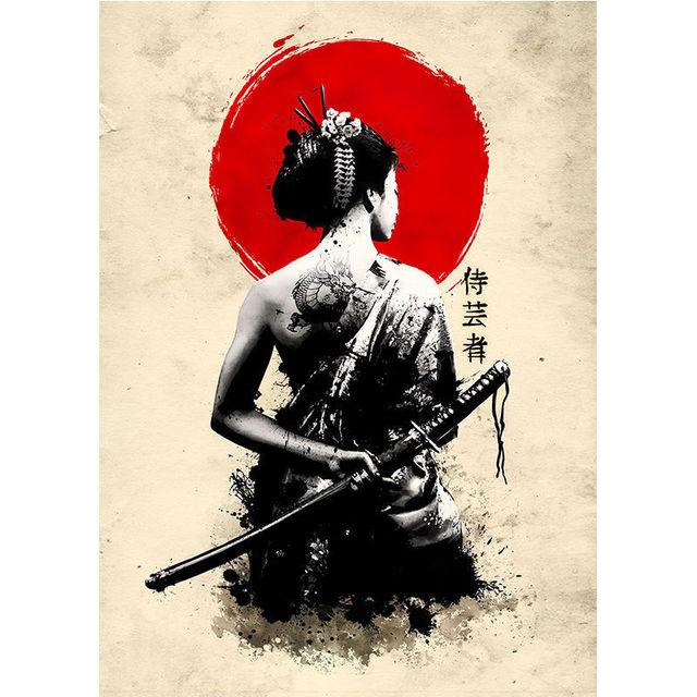 Японская игра Самурай Холст Картина Настенные художественные постеры и принты с персонажами