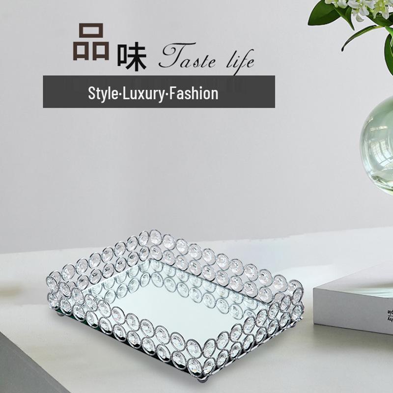 Элегантный хрустальный зеркальный поднос: Настольное украшение, Фруктовница, Металлическая подставка для торта для хранения, Свадебный реквизит, Чайный поднос, Тарелка для чашки.