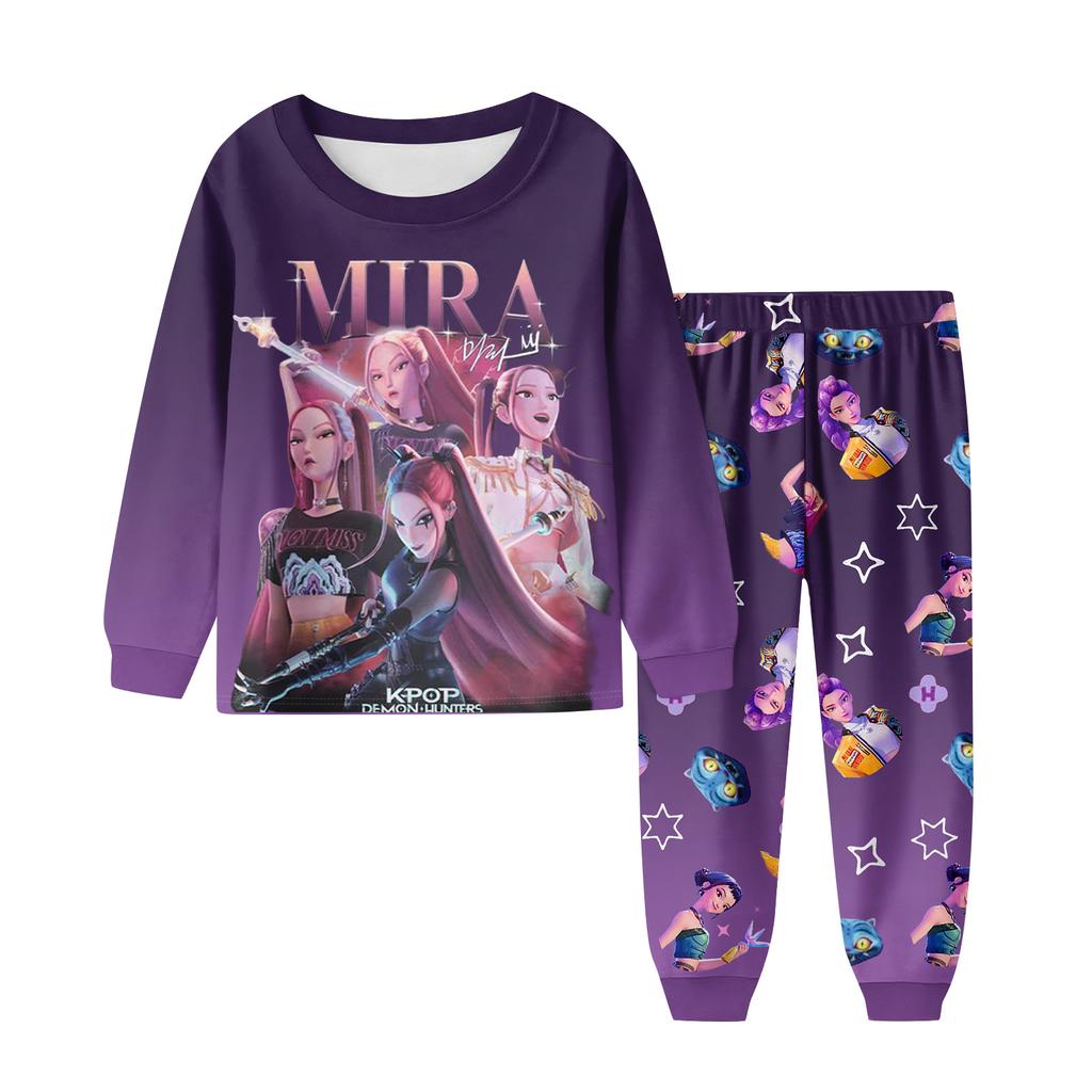 Детский модный костюм юбка топ с круглым вырезом и длинными рукавами брюки