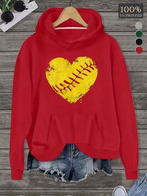 Женские толстовки с дизайном сердца софтбола